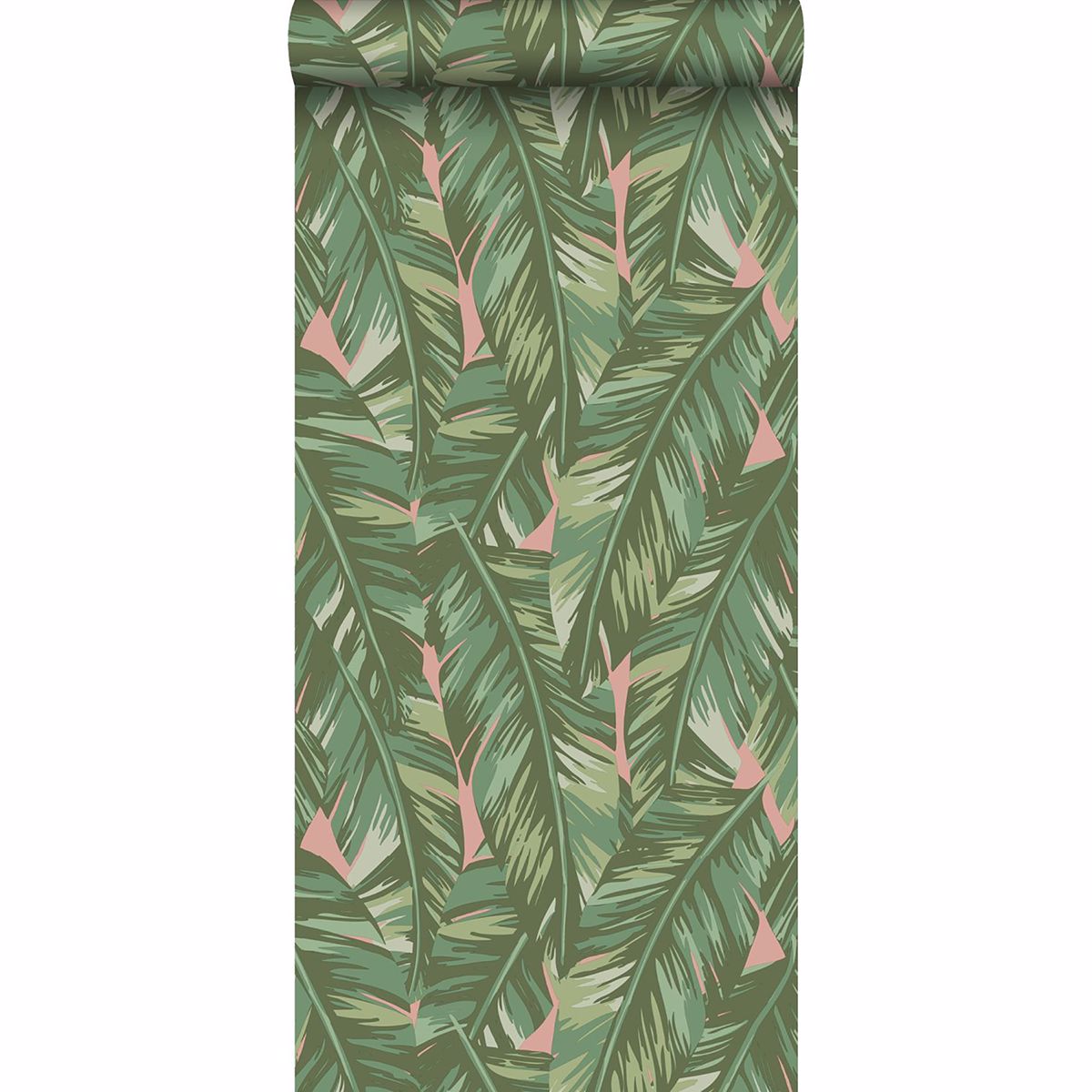 Dumott Olive Tropical Leaves Wallpaper - Brewster Wallcovering