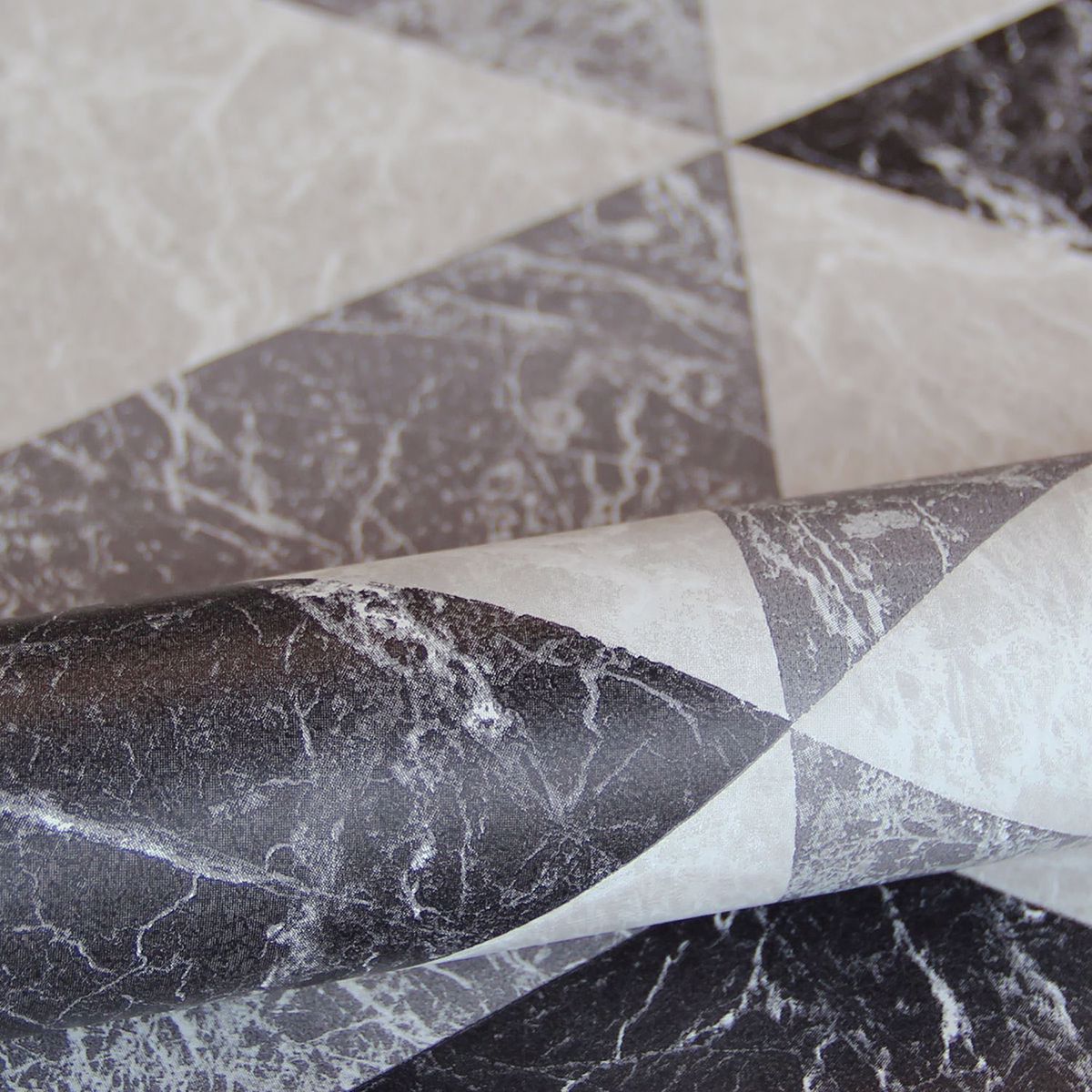 Rizzo Black Geometric Stone Wallpaper - Brewster Wallcovering