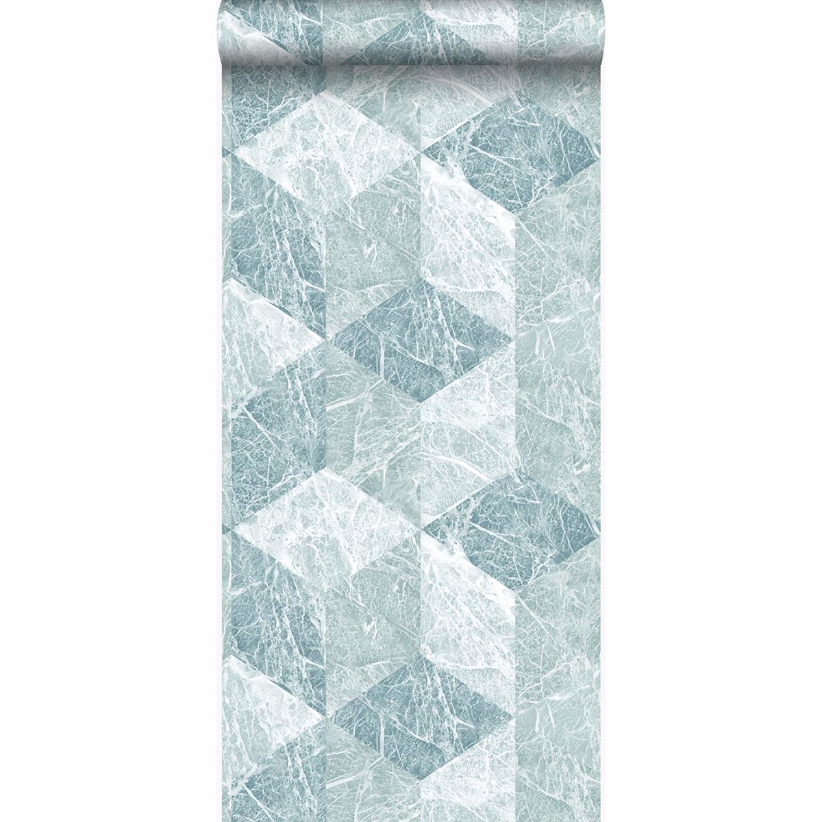 Rizzo Light Blue Geometric Stone Wallpaper - Brewster Wallcovering