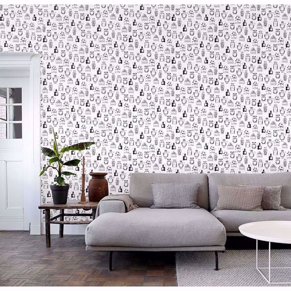 Chita White Perfume Bottles Wallpaper  | Brewster Wallcovering - The WorkRm