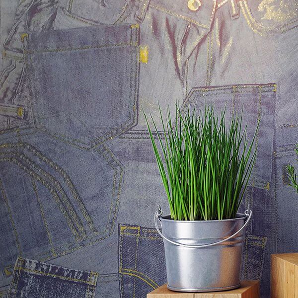 Inky Denim Jean Pocket Wallpaper - York Wallcoverings - M1060 - York Wallcoverings Wallpaper
