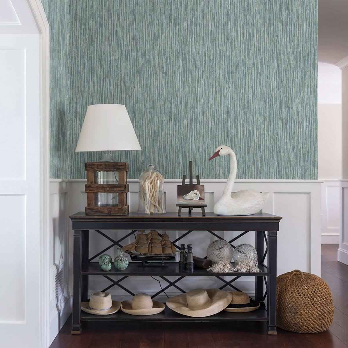 Raffia Aqua Faux Grasscloth Wallpaper - York Wallcoverings - 2861-25420 - York Wallcoverings Wallpaper