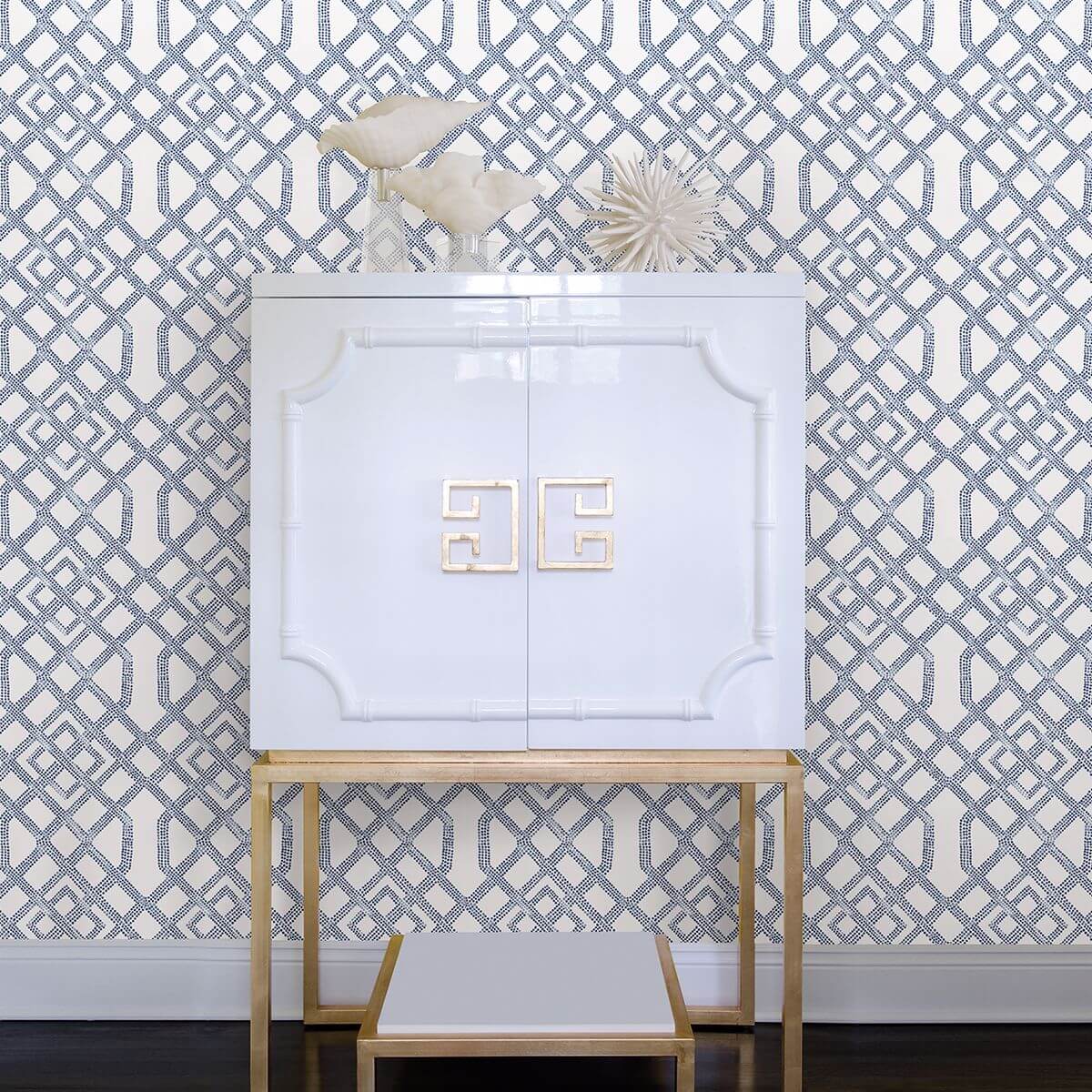Traverse Blue Trellis Wallpaper - York Wallcoverings - 2861-25708 - York Wallcoverings Wallpaper