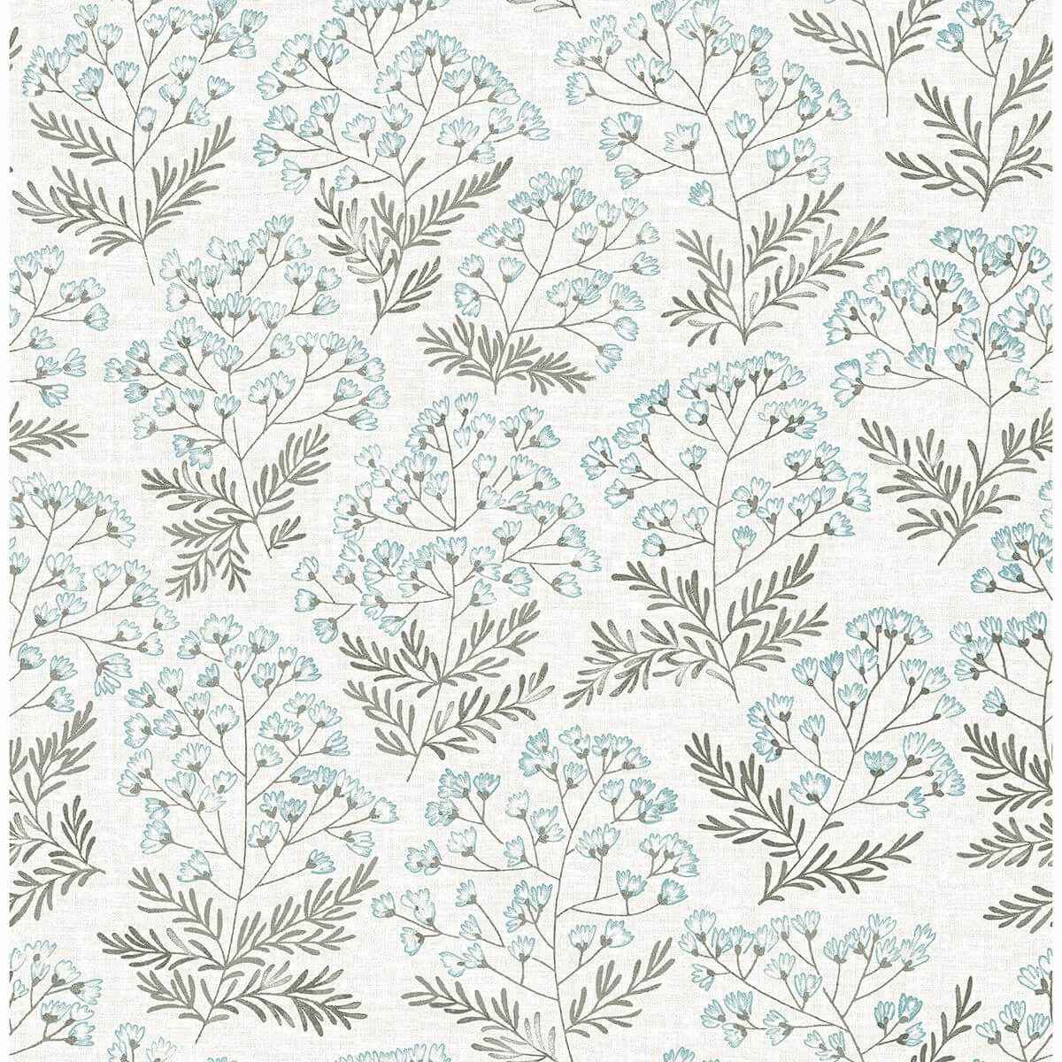 Floret Blue Floral Wallpaper - York Wallcoverings - 2861-25714