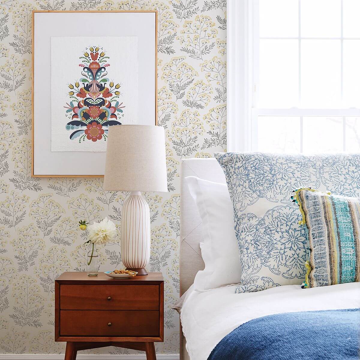 Floret Yellow Floral Wallpaper - York Wallcoverings - 2861-25715 - York Wallcoverings Wallpaper