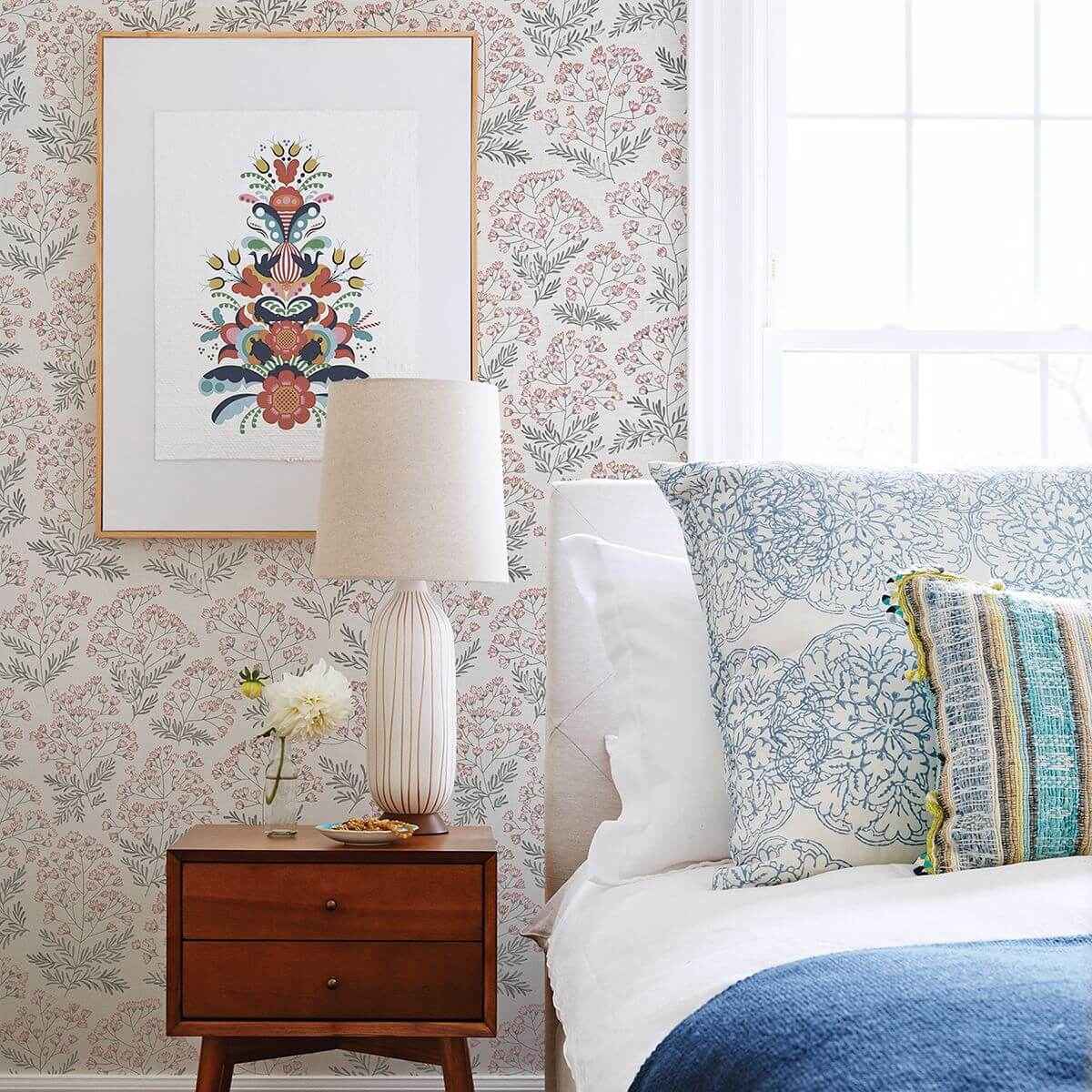 Floret Pink Floral Wallpaper - York Wallcoverings - 2861-25716 - York Wallcoverings Wallpaper