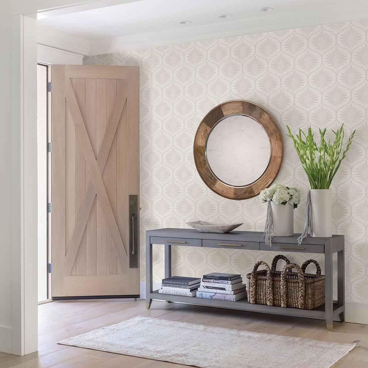 Laurel Bone Ogee Wallpaper - York Wallcoverings - 2861-25722 - York Wallcoverings Wallpaper