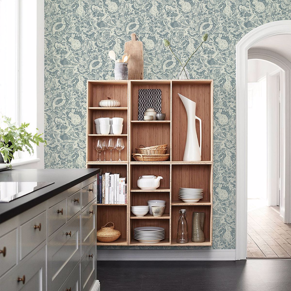 Revival Blue Fauna Wallpaper  | Brewster Wallcovering - The WorkRm