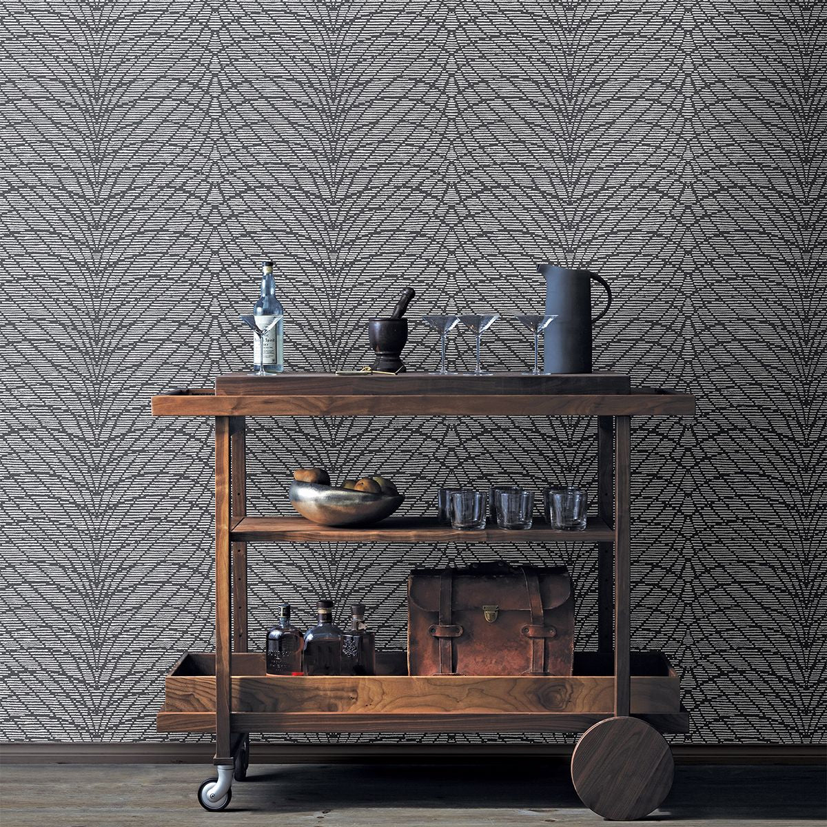 Aperion Dark Brown Chevron Wallpaper  | Brewster Wallcovering - The WorkRm