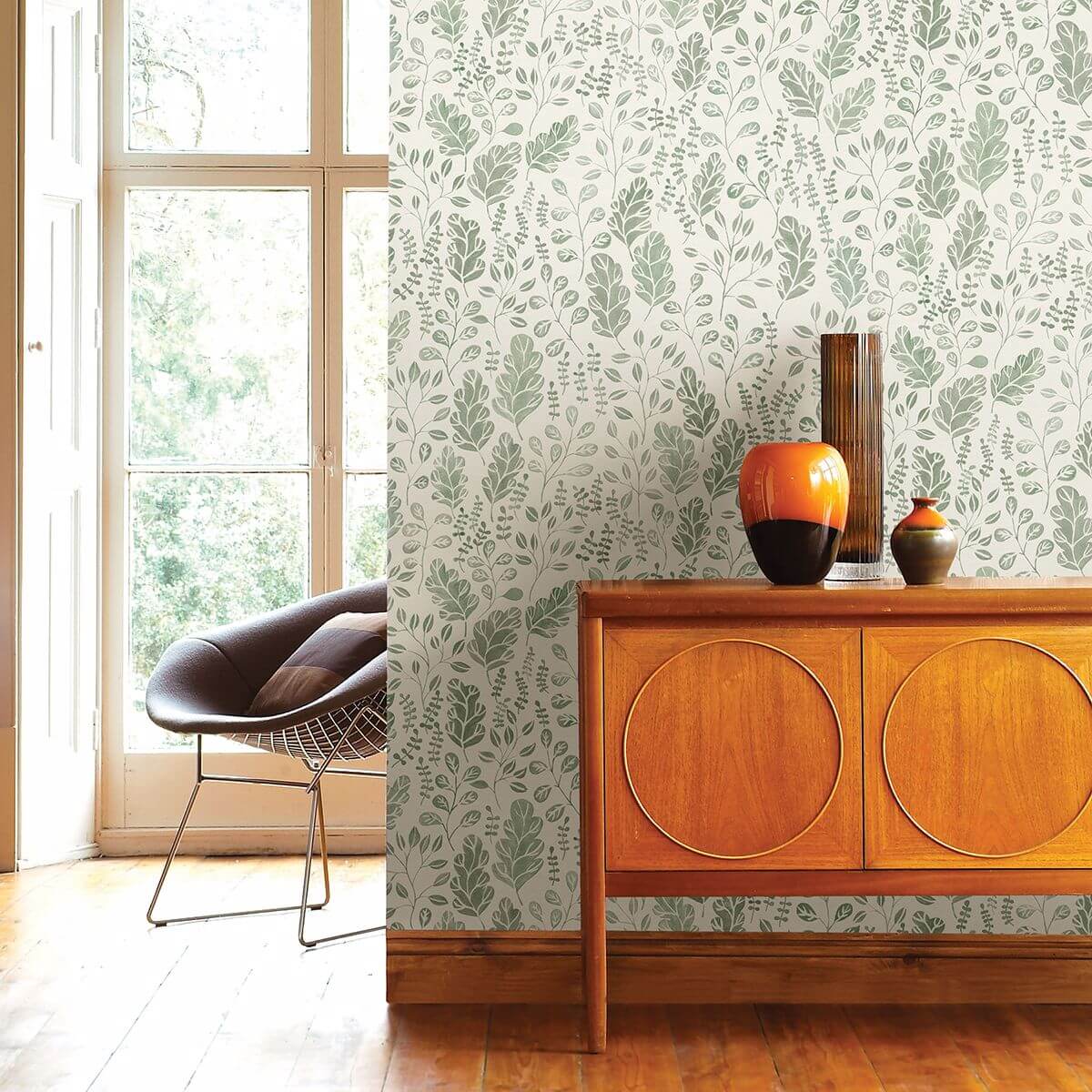 Isha Green Leaf Wallpaper - York Wallcoverings - 2948-27014 - York Wallcoverings Wallpaper