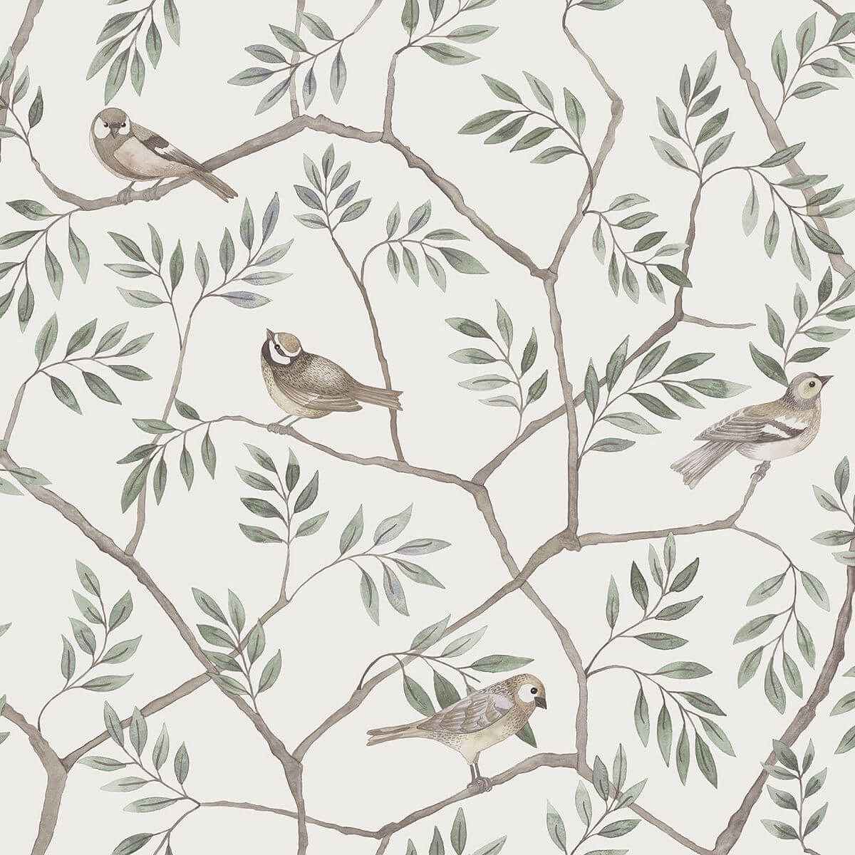Crossbill Off White Branches Wallpaper - York Wallcoverings - 2948-27015