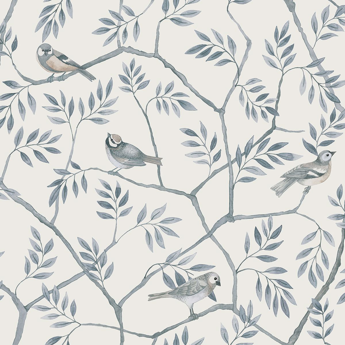 Brewster Wallcovering-Crossbill Light Blue Branches Wallpaper