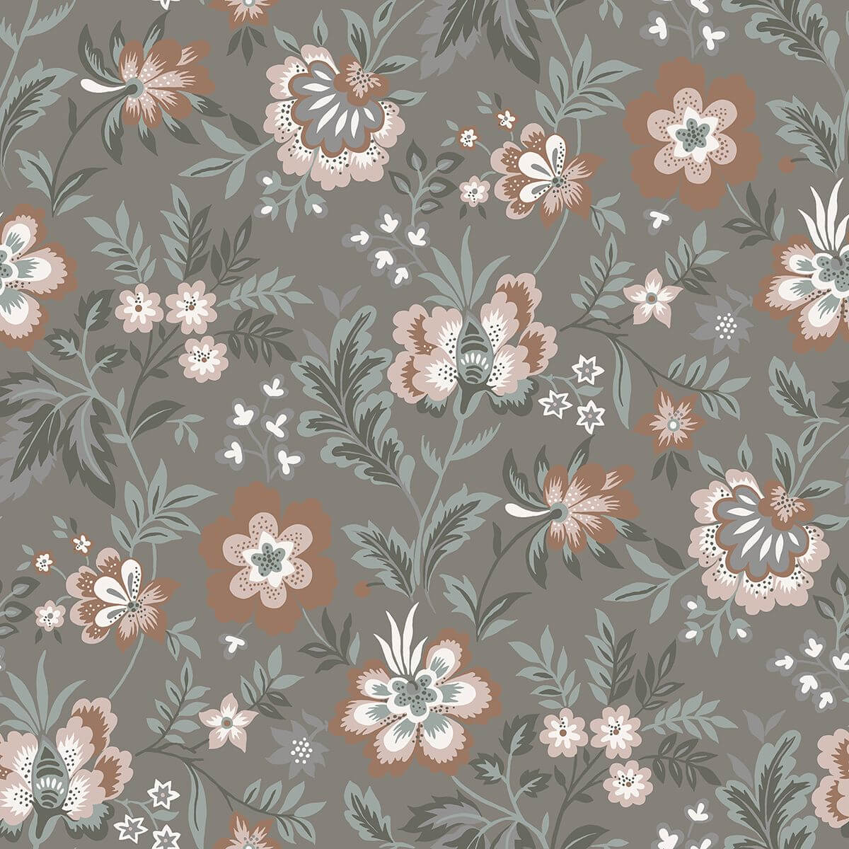 Athena Grey Floral Wallpaper - York Wallcoverings - 2948-28002 - York Wallcoverings Wallpaper