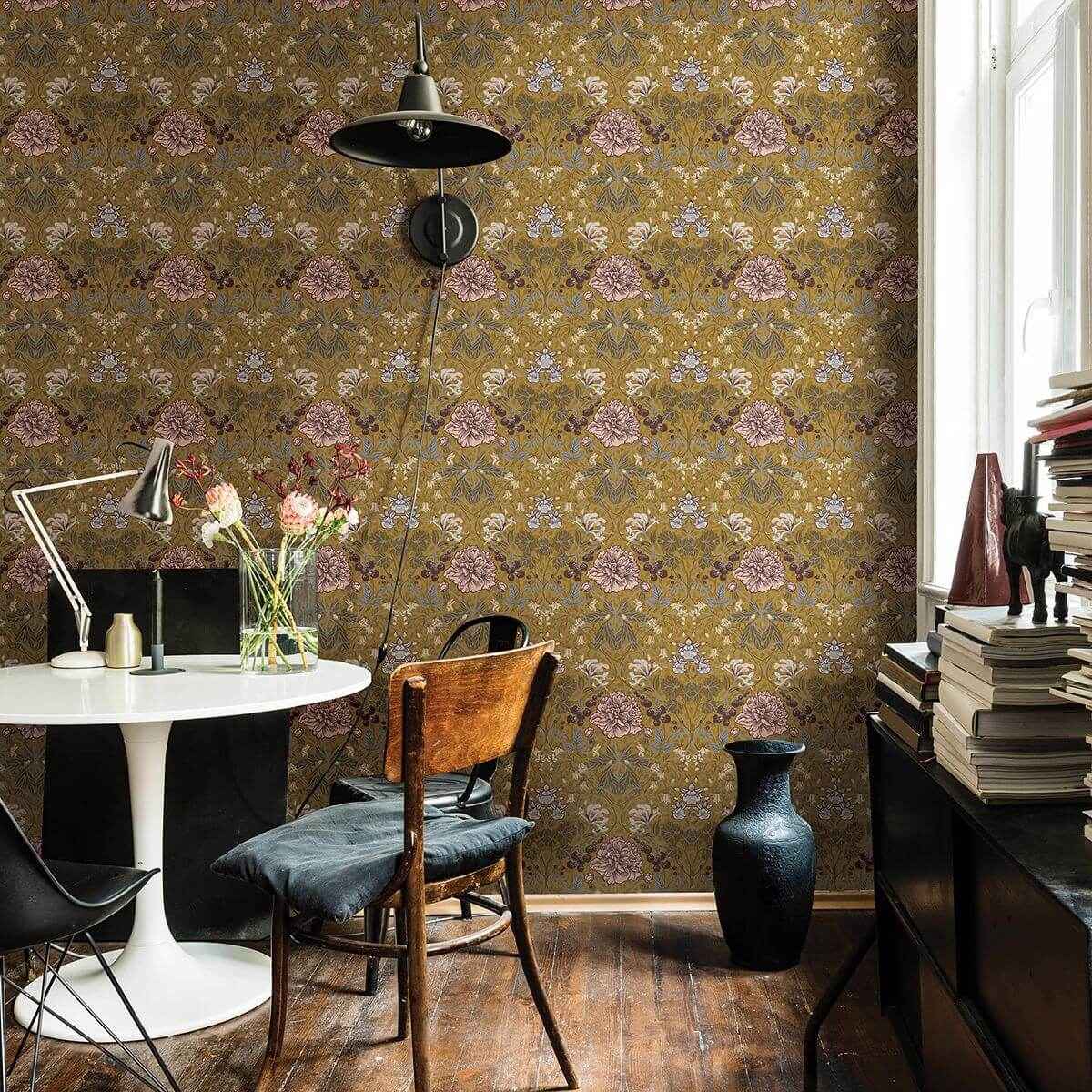 Celestine Mustard Floral Wallpaper - York Wallcoverings - 2948-28016 - York Wallcoverings Wallpaper