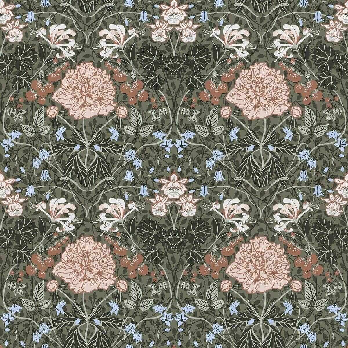 Celestine Green Floral Wallpaper - York Wallcoverings - 2948-28019