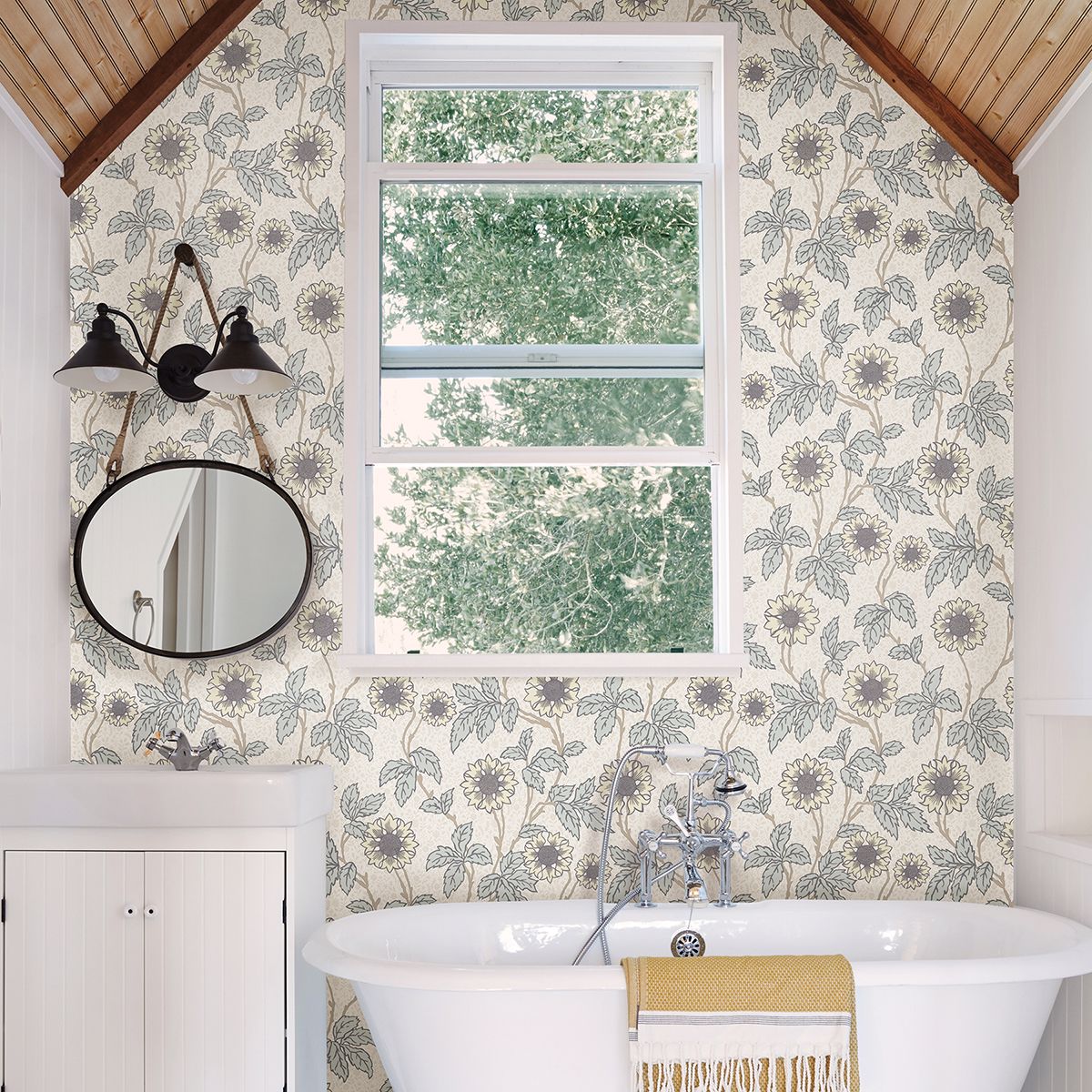 Leilani White Floral Wallpaper  | Brewster Wallcovering - The WorkRm