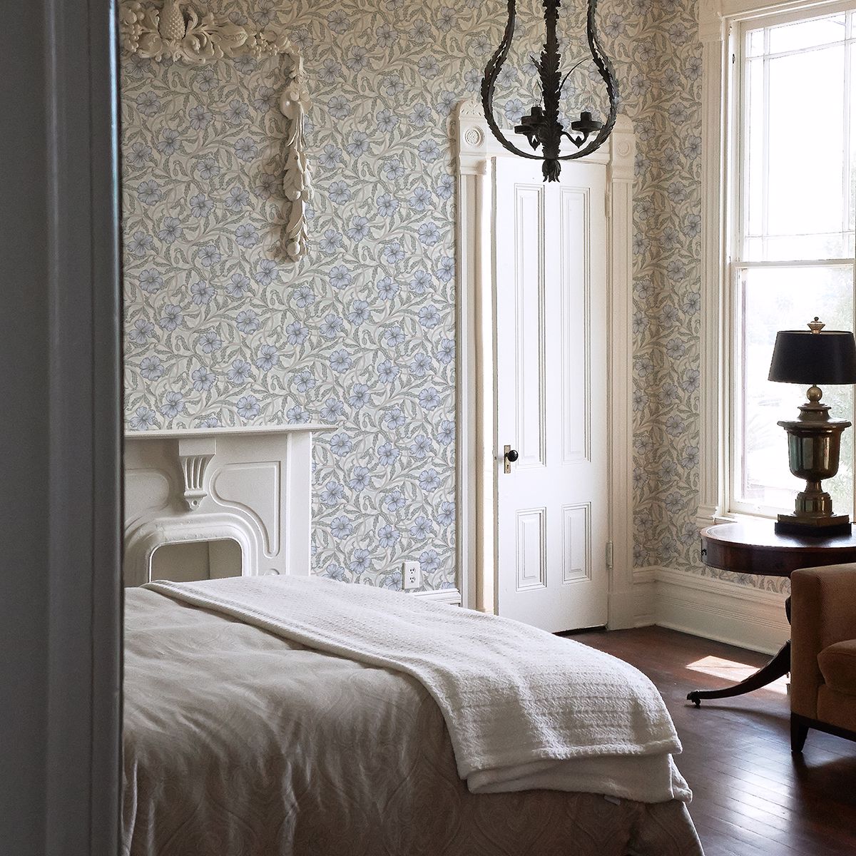 Imogen Light Blue Floral Wallpaper  | Brewster Wallcovering - The WorkRm