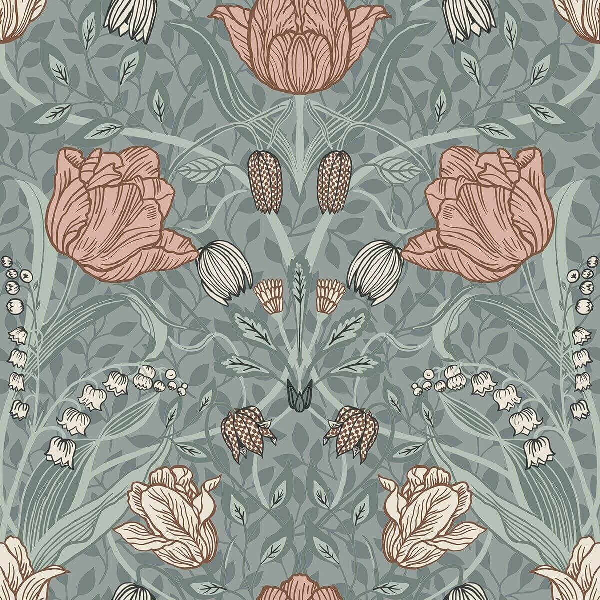 Tulipa Sage Floral Wallpaper - York Wallcoverings - 2948-33010 - York Wallcoverings Wallpaper