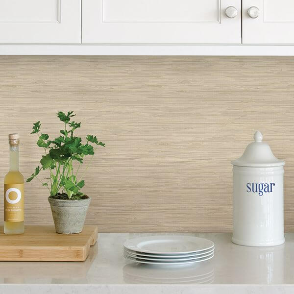 Tibetan Grasscloth Cream Peel and Stick Wallpaper - York Wallcoverings - NUS3336 - York Wallcoverings Wallpaper