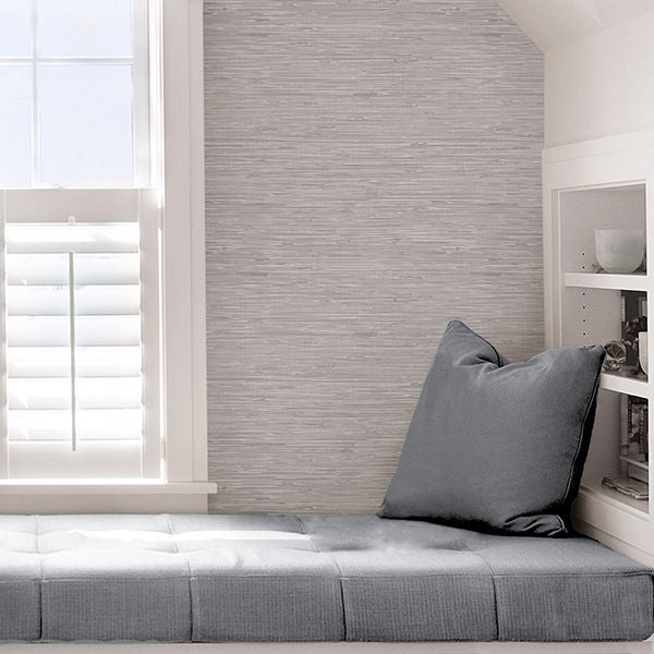 Tibetan Grasscloth Silver Peel and Stick Wallpaper - Brewster Wallcovering