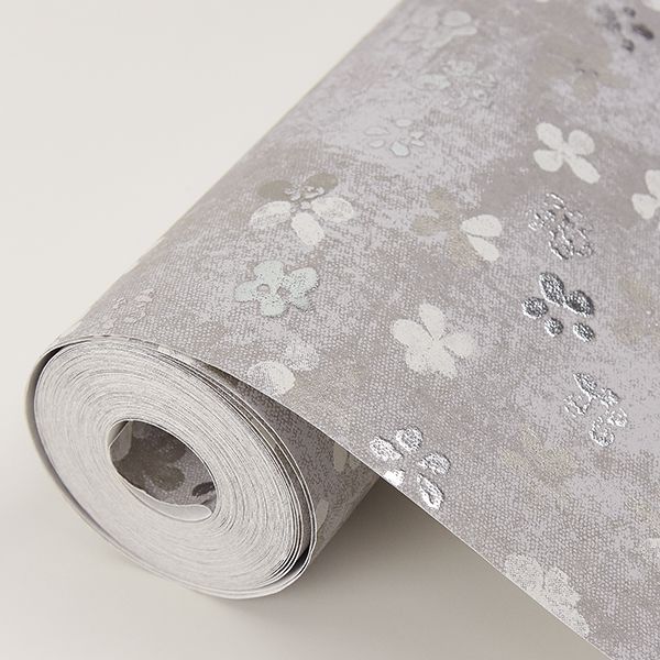 Cosima Grey Miniature Floral Wallpaper - Brewster Wallcovering