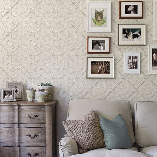 Brandi White Tin Tile Wallpaper  | Brewster Wallcovering - The WorkRm