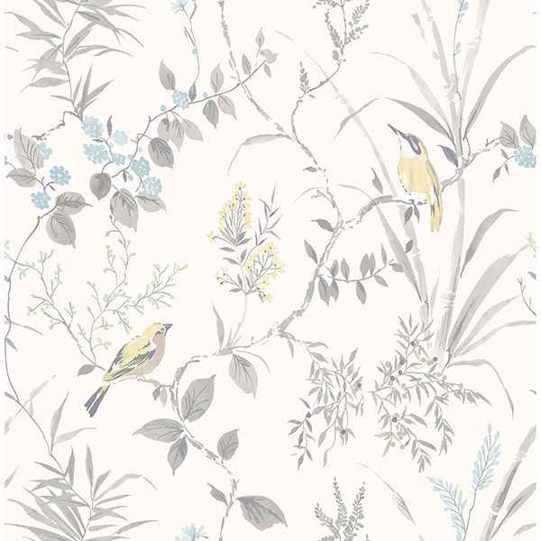 Imperial Garden Light Grey Botanical Wallpaper - York Wallcoverings - 2904-24172 - York Wallcoverings Wallpaper