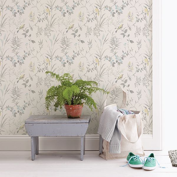 Imperial Garden Light Grey Botanical Wallpaper  | Brewster Wallcovering - The WorkRm