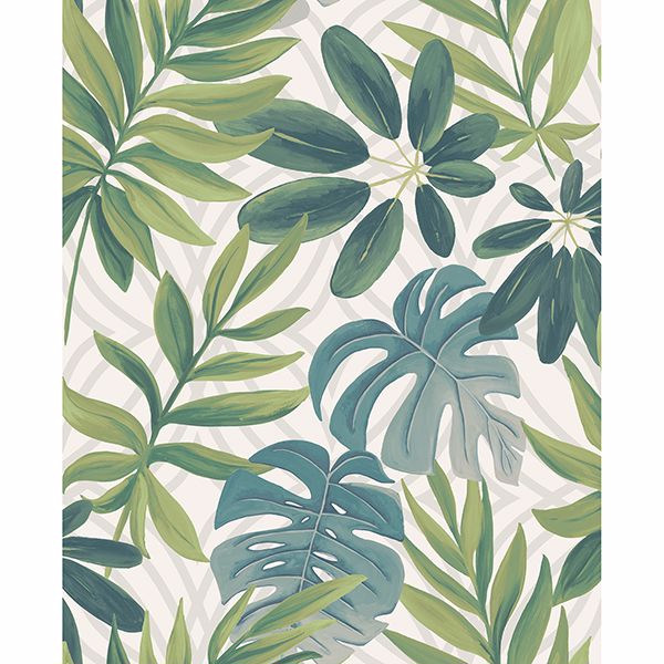 Brewster Wallcovering-Nocturnum Green Leaves Wallpaper