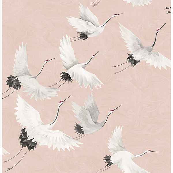 Windsong Pink Bird Wallpaper - York Wallcoverings - 2904-24305 - York Wallcoverings Wallpaper