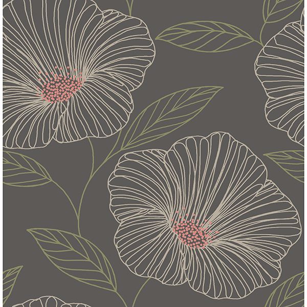 mythic-brown-floral-wallpaper-york-wallcoverings-2904-24319 - York Wallcoverings Wallpaper