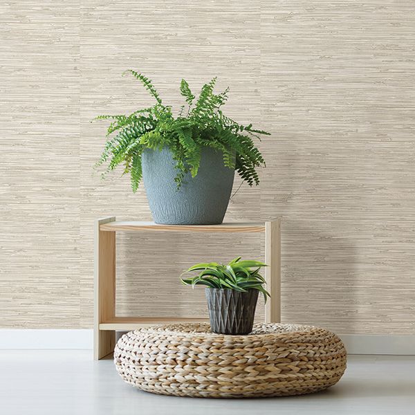 Fiber Cream Faux Grasscloth Wallpaper - Brewster Wallcovering