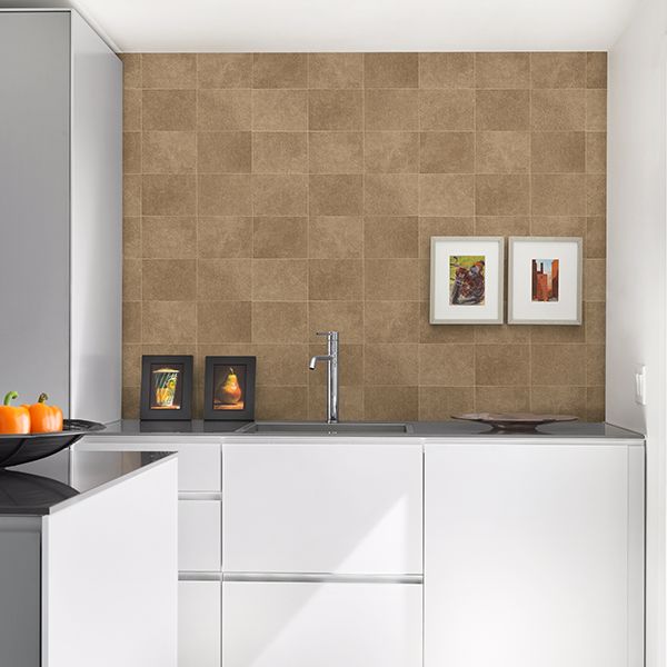 Cecelia Bronze Faux Tile Wallpaper - Brewster Wallcovering