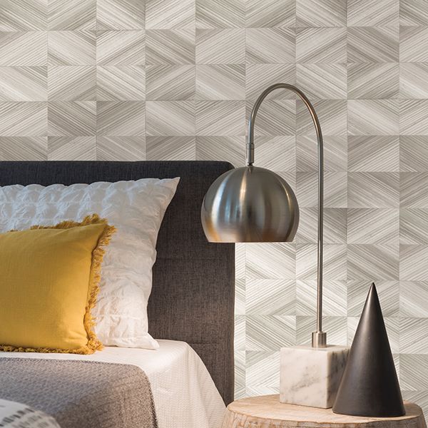 Stratum Taupe Geometric Faux Wood Wallpaper  | Brewster Wallcovering - The WorkRm