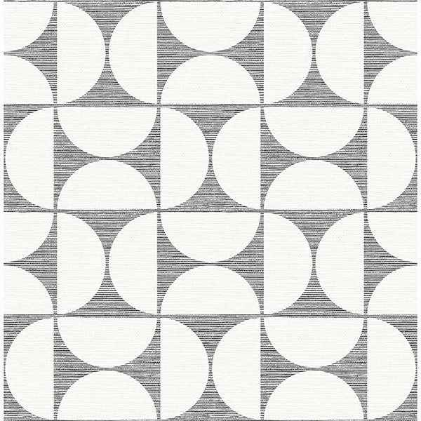 Deedee Black Geometric Faux Grasscloth Wallpaper - York Wallcoverings - 2904-25672 - York Wallcoverings Wallpaper