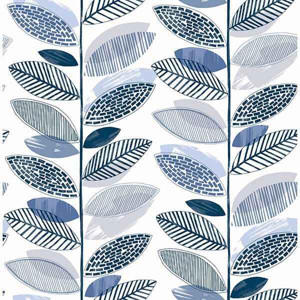Nyssa Blue Leaves Wallpaper - York Wallcoverings - 2904-25682