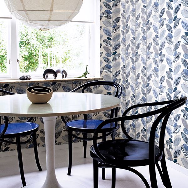 Nyssa Blue Leaves Wallpaper  | Brewster Wallcovering - The WorkRm