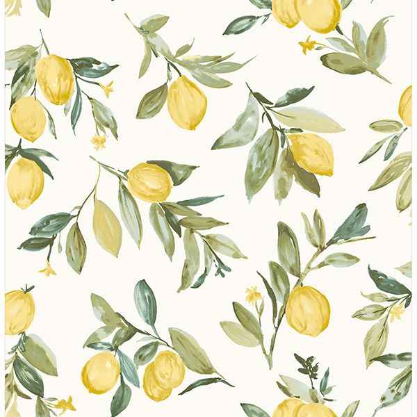 Limon Yellow Fruit Wallpaper - York Wallcoverings - 2904-25687 - York Wallcoverings Wallpaper
