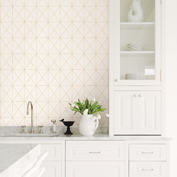 Intersection Gold Diamond Wallpaper - Brewster Wallcovering