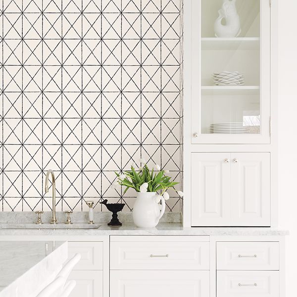 Intersection Black Diamond Wallpaper - Brewster Wallcovering