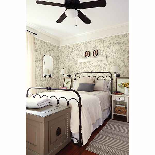 French Nightingale Taupe Floral Scroll Wallpaper - York Wallcoverings - 3119-02193 - York Wallcoverings Wallpaper