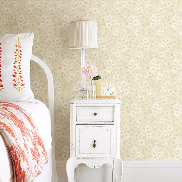 Patsy Beige Floral Wallpaper  | Brewster Wallcovering - The WorkRm