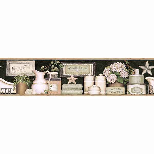 Country Bath Black Rustic Wallpaper - York Wallcoverings - 3119-63102B - York Wallcoverings Wallpaper