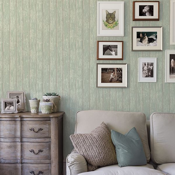 Jack Teal Weathered Clapboards Wallpaper - Brewster Wallcovering