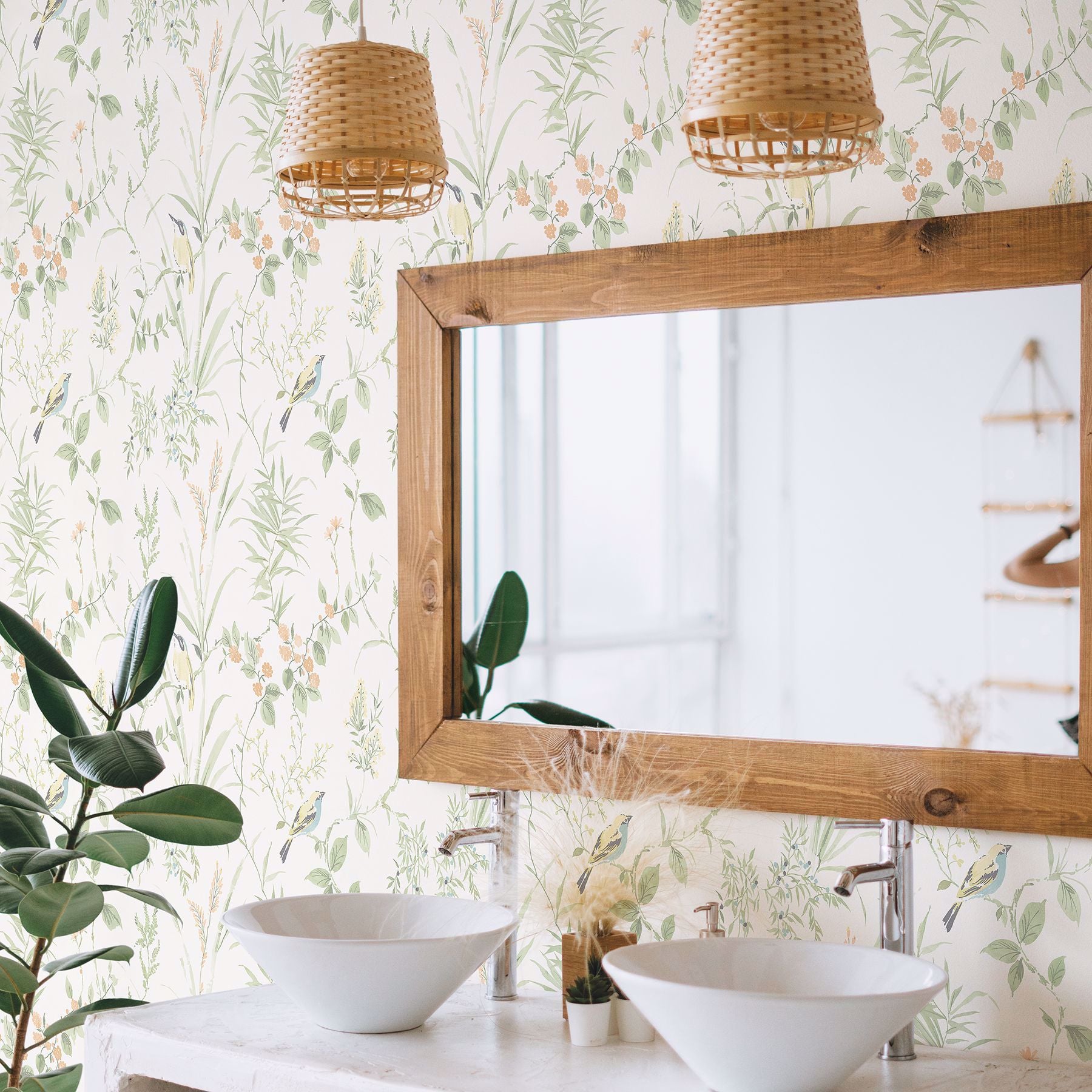 Imperial Garden Sage Botanical Wallpaper - Brewster Wallcovering