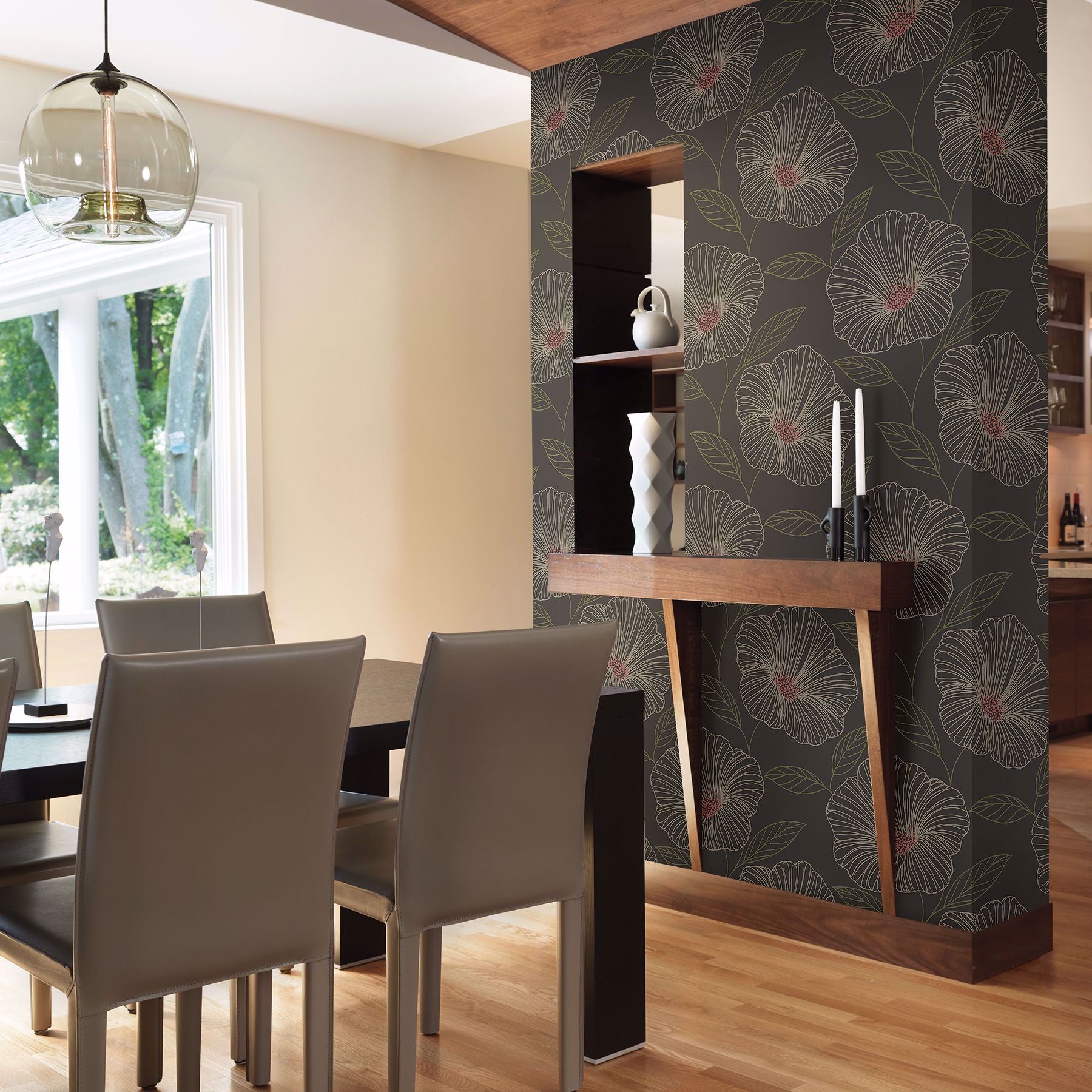 mythic-brown-floral-wallpaper-york-wallcoverings-2904-24319 - York Wallcoverings Wallpaper