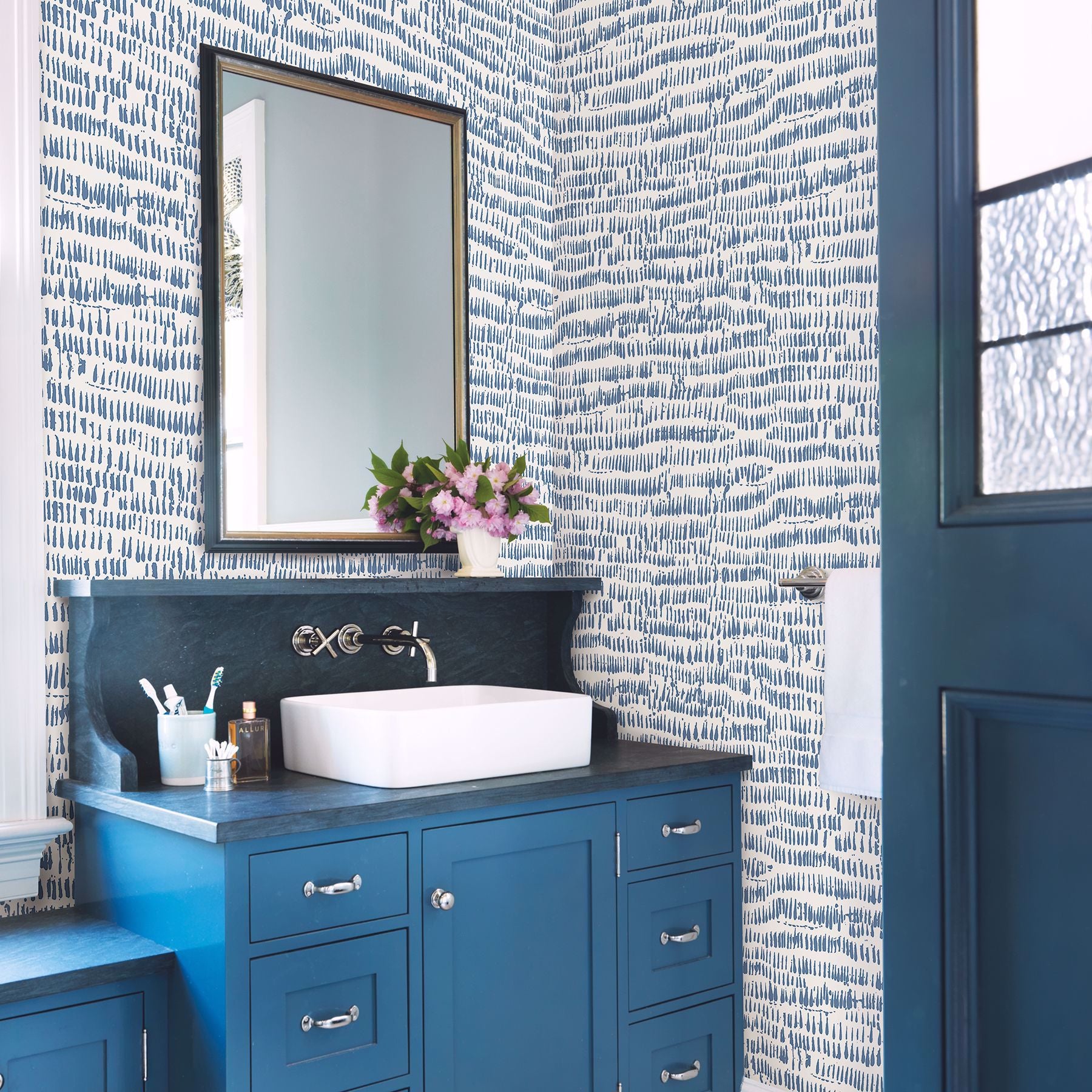 Runes Blueberry Brushstrokes Wallpaper  | Brewster Wallcovering - The WorkRm