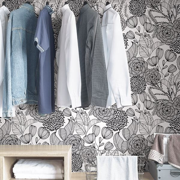 Black Secret Garden Peel and Stick Wallpaper - York Wallcoverings - NUS3501 - York Wallcoverings Wallpaper