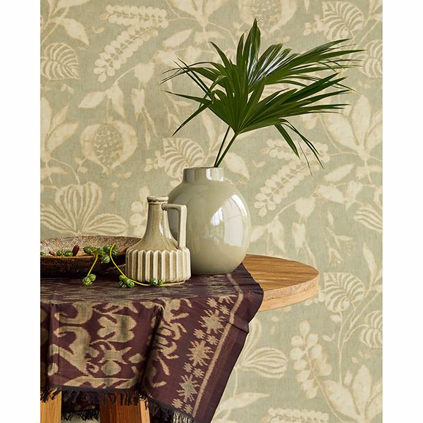 Arvada Sage Botanical Wallpaper - Brewster Wallcovering