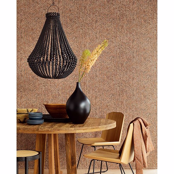 Longmont Burnt Sienna Global Geometric Wallpaper - Brewster Wallcovering